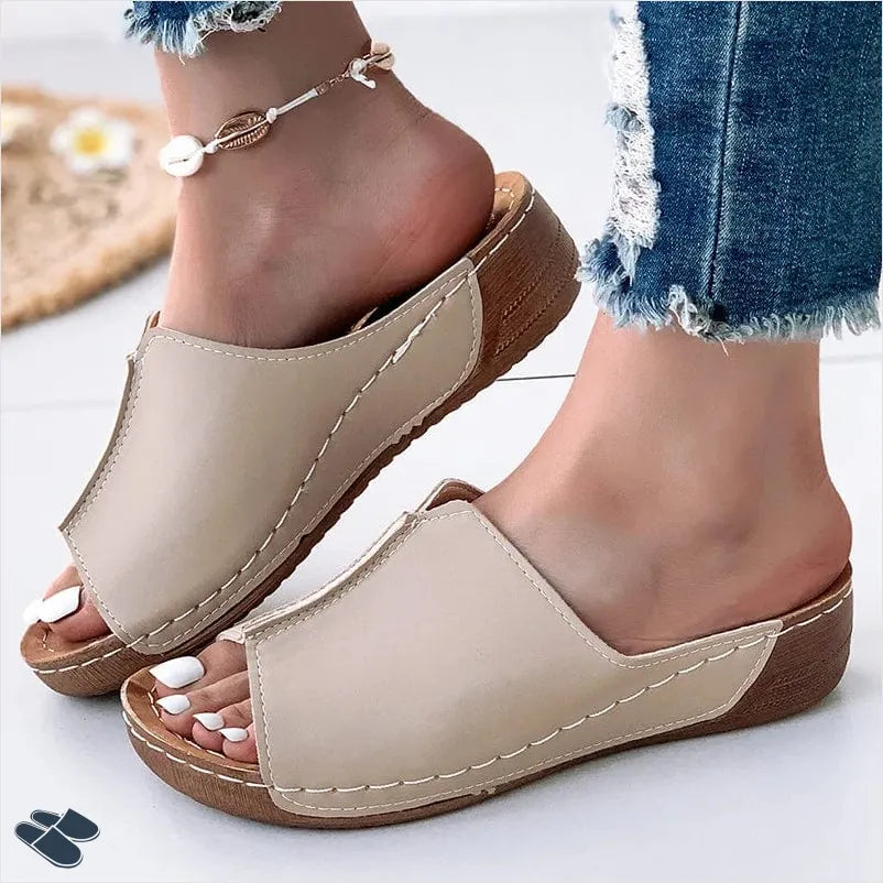 Chausson Cuir Femme Souple Pas Cher - Beige / 36