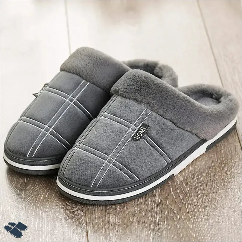 Chausson Homme Carreaux - Gris / 37-38 - Chaussons