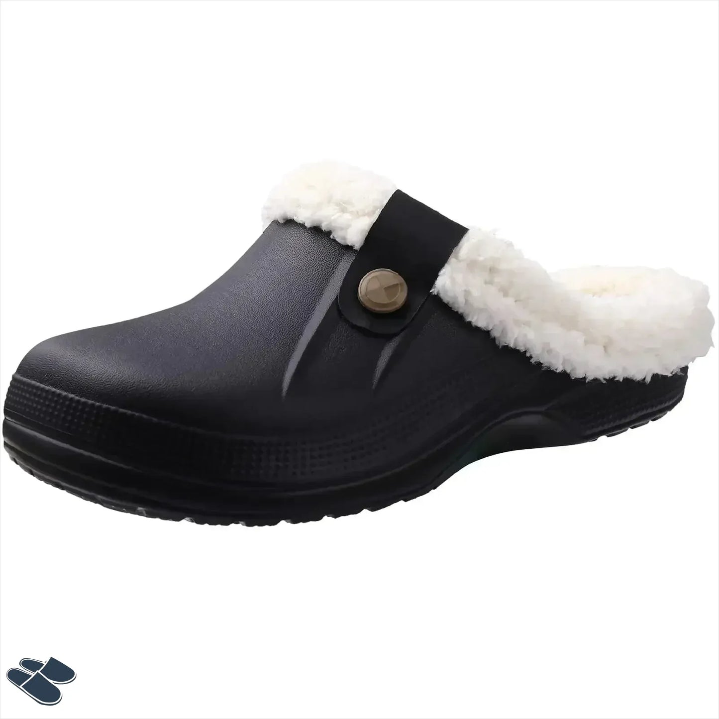 Chaussons Sabots Fourrés Femme - Noir/blanc / 34-35