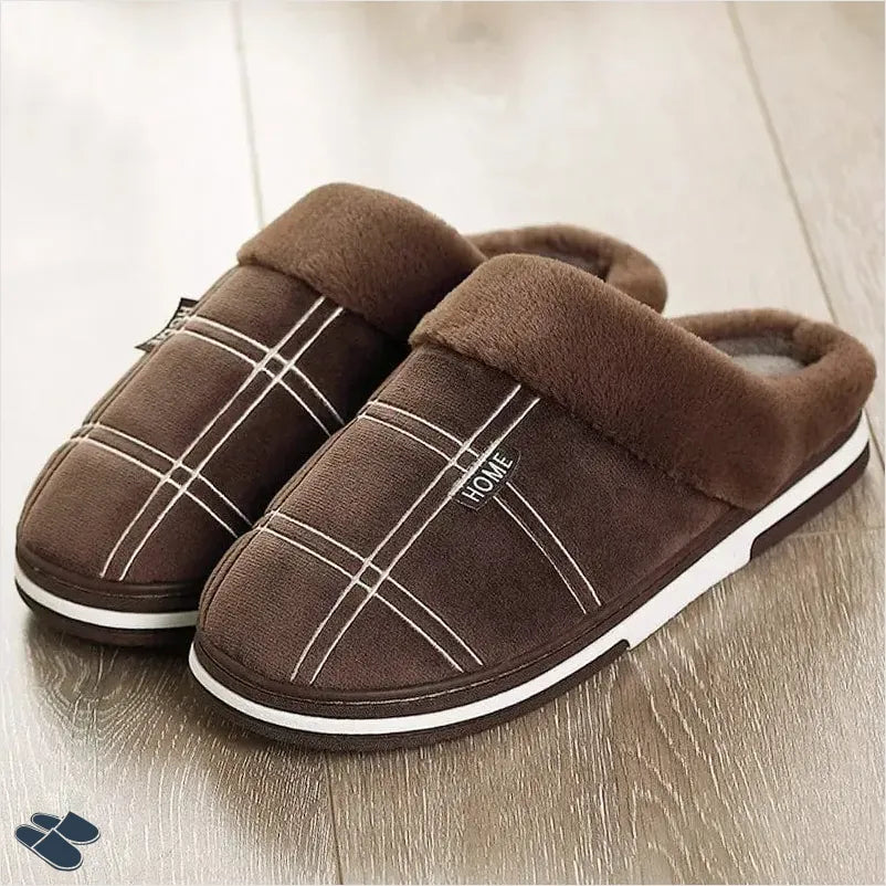 Chausson Homme Carreaux - Marron / 37-38 - Chaussons