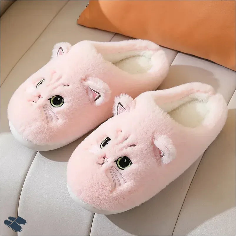 Chausson Peluche Chat Rose