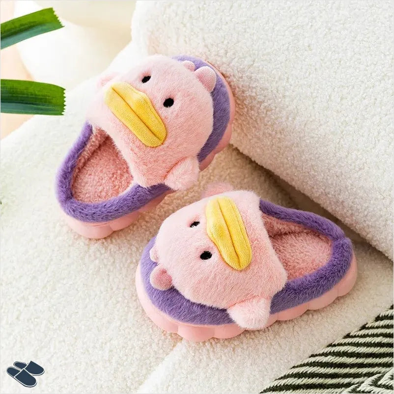 Chaussons En Peluche Enfant Canard - Violet / 22-23