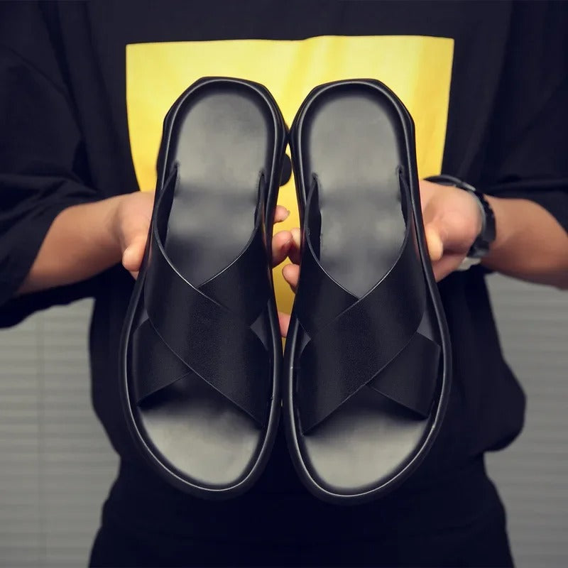 Chausson Homme Cuir Noir