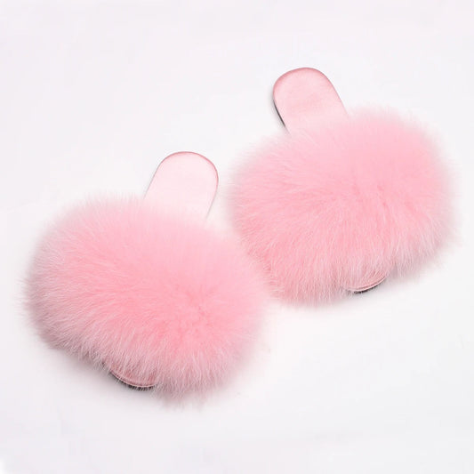 Chausson Rose Femme Fourrure