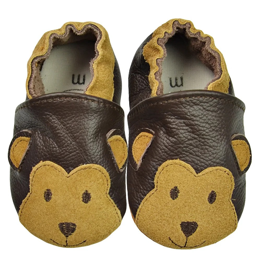 Chausson Cuir Bébé Singe